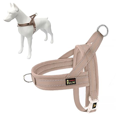 Plutus Pet No Pull Dog Harness with Breathable Mesh Padded, Adjustable Reflective Escape Proof Dog Harness, Quick Fit Dog Vest Harness for Small Medium Large Dogs(XS, Beige)