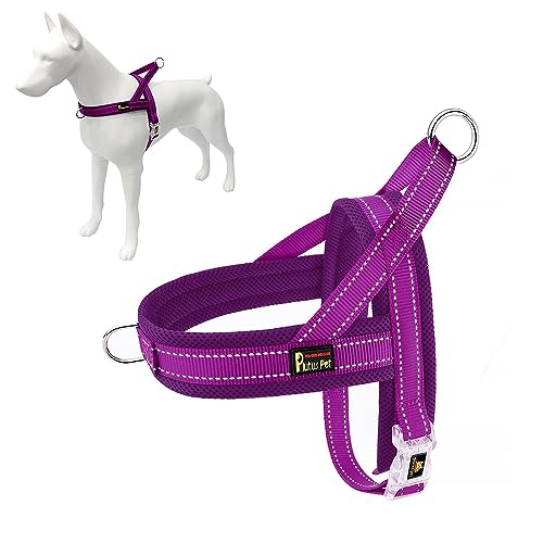 Plutus Pet No Pull Dog Harness with Breathable Mesh Padded, Adjustable Reflective Escape Proof Dog Harness, Quick Fit Dog Vest Harness for Small Medium Large Dogs(M, Purple)