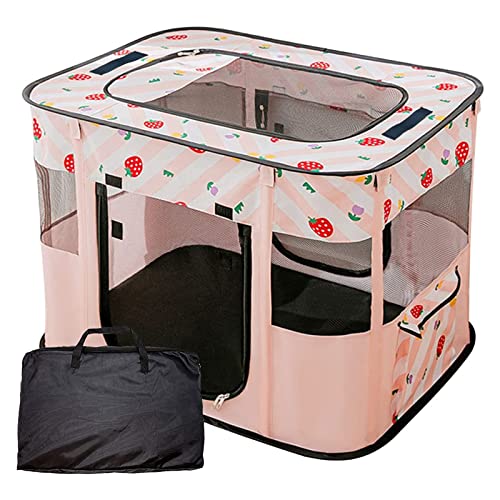 Puppy Playpen, Portable Dog Play Pen, Sturdy Cat Playpen, Foldable pop up pet Tent, Pet Playground Indoor/Outdoor (XL, Pink)