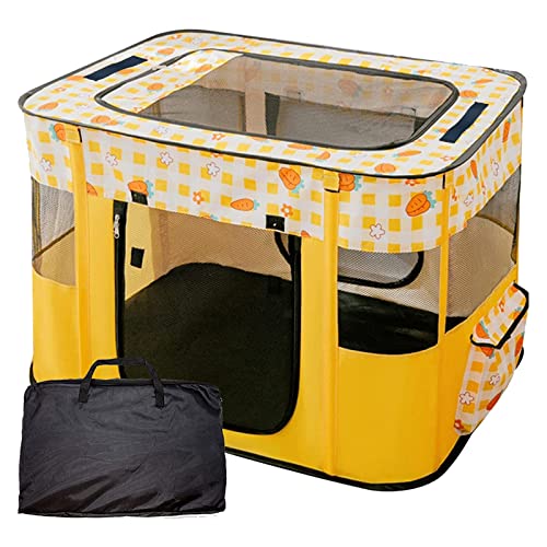 Puppy Playpen, Portable Dog Play Pen, Sturdy Cat Playpen, Foldable pop up pet Tent, Pet Playground Indoor/Outdoor (XL, Yellow)