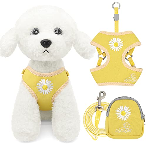 Puppy,XS/XXS Dog Harness Yellow Daisy Dog Harness for Extra Small Dogs Step in Dog Lessh and Harness Set Soft Padded Vest Harness Recommend for Chihuahua,Yorkie,Shih Tzu,Toy Poodle...