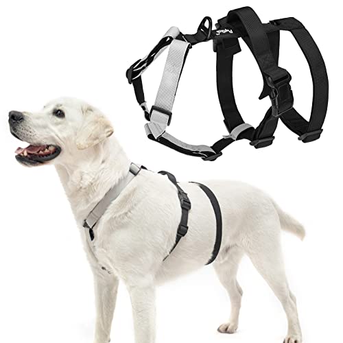 PUPTECK Escape Proof Dog Harness - No Pull Padded Pet Halter Harness with Soft Lift Handle for Medium Large Doggies Walking, Hiking, Hunting Black