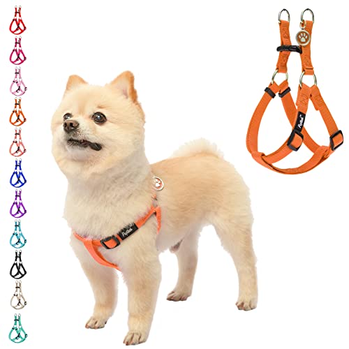 PUPTECK No Pull Dog Harness Soft Adjustable Basic Nylon Step in Puppy Vest Outdoor Walking with ID Tag Orange