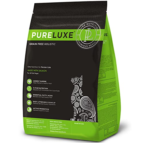 PURELUXE Grain and Gluten Free Cat Food, Persian Cat Elite Nutrition, Salmon, for Persian Cats at All Life Stages and Breeds, Made in The USA, 3.3lbs