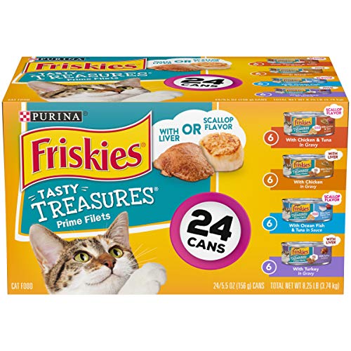 Purina Friskies Gravy Wet Cat Food Variety Pack, Tasty Treasures Prime Filets - (24) 5.5 oz. Cans