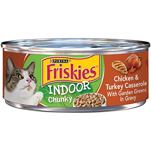 Purina Friskies Indoor Gravy Wet Cat Food, Indoor Chunky Chicken & Turkey Casserole In Gravy - (24) 5.5 oz. Cans