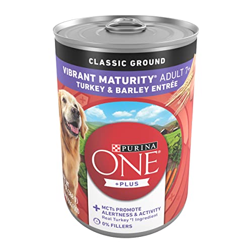 Purina ONE Plus Classic Ground Vibrant Maturity Adult 7 Plus Turkey And Barley Entree Senior Dog Food - (12) 13 Oz. Cans