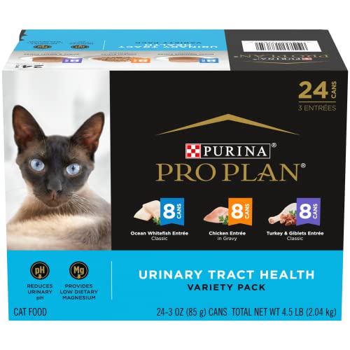 Purina Pro Plan Urinary Tract Cat Food, Urinary Tract Health Wet Cat Food Variety Pack Entrees - (24) 3 Oz. Cans