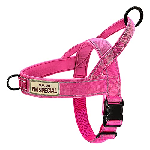 QIFBYFB No Pull Dog Harness for Medium Large Dog, Reflective Escape Proof Adjustable No Pulling Dog Harness, Dog Harness Pink XL