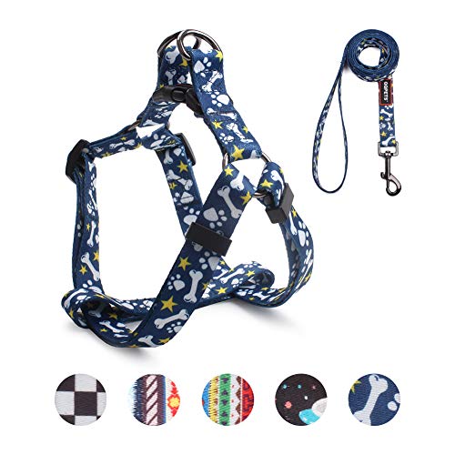 QQPETS Dog Harness Leash Set Adjustable Heavy Duty No Pull Halter Harnesses for Small Medium Large Breed Dogs Back Clip Anti-Twist Perfect for Walking (S(14"-20" Chest Girth), Bone)