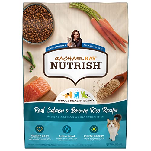 Rachael Ray Nutrish Premium Natural Dry Cat Food, Real Salmon & Brown Rice Recipe, 6 Pounds (Packaging May Vary)