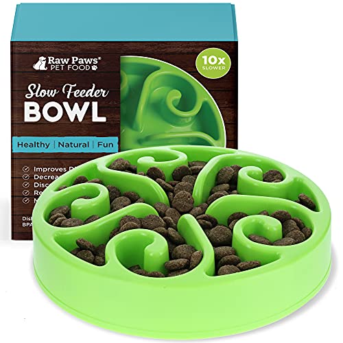 Raw Paws Pet BPA-Free Slow Feeder Dog Bowl - Dog Bowl Slow Feeder Large Breed, Medium Sized Dog & Puppies - Canine Slow Feeder Bowls for Dogs - Eating Control Dog Bowl - Slow Food Bowl - Maze Dog Bowl