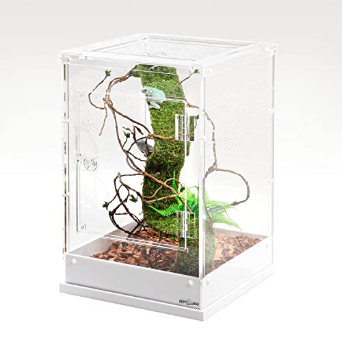 REPTI ZOO Two-Way Acrylic Reptile & Insect Enclosure, 12x12x18 Inch Detachable Reptile Breeding Box Habitat Terrariums Cage