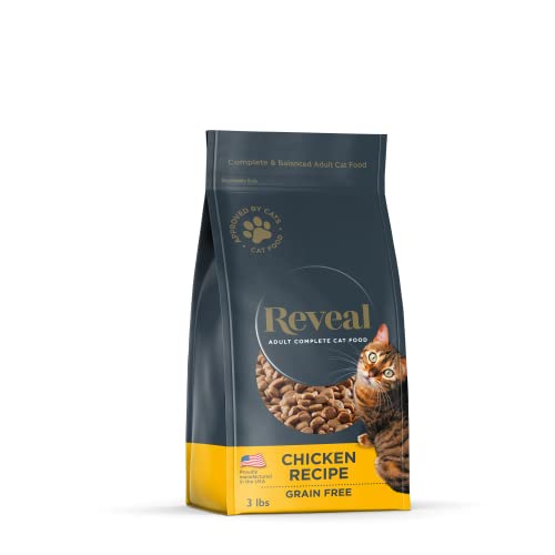 Reveal Natural Dry Cat Food, 9 Pounds, Complete and Balanced Food for Cats, Grain Free, Chicken Recipe, 3 x 3lb Bag