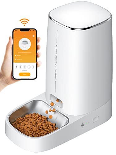 ROJECO Automatic Cat Feeders WiFi, 4L Cat Food Dispenser with APP Control, Detachable Body Design for Cleaning, Dual Power Supply and Low Food Alarms, 2.4GHz Wi-Fi Enabled Pet Feeder for Cats and Dogs