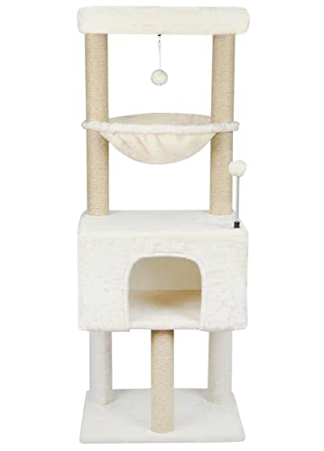 ROYPET Fashion Design 43.3" Cat Trees with Cat Houses Spring Balls,Beige