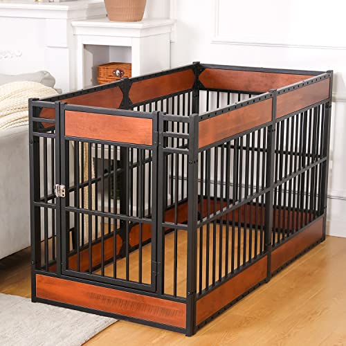 RYPetmia Dog Playpen, 31.5" Height Dog Pen Indoor, Heavy Duty, Safe and Sturdy, Furniture Style Puppy Pen (Mahogany)