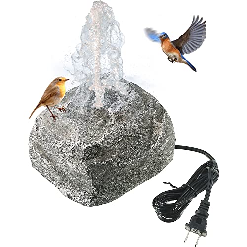 Saillong Bird Bath Water Fountain, Granite Air Pump Rock with Water Pump for Bird Baths, Rock Waterfall Fountain for Bird Bath, Bird Feeder, Aquariums, Fish Tank (with Electric Power Source)