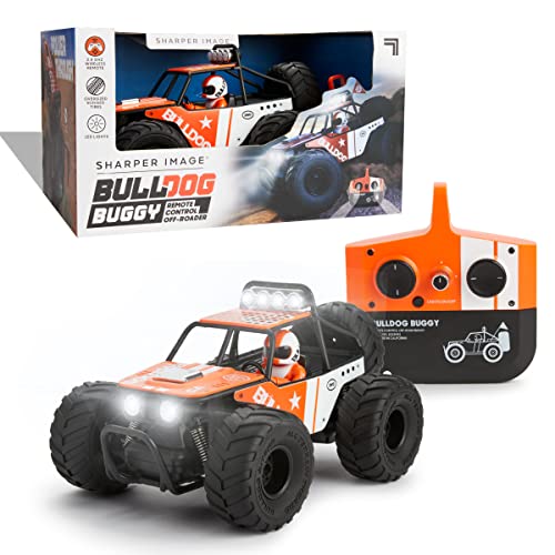 SHARPER IMAGE Bulldog Buggy RC Off-Road Race Car, Long-Lasting Rechargeable Battery, Rugged & Durable Body Panels, LED Light Bar, 2.4 GHz Wireless Remote Control, Indoor & Outdoor Monster Truck Tires