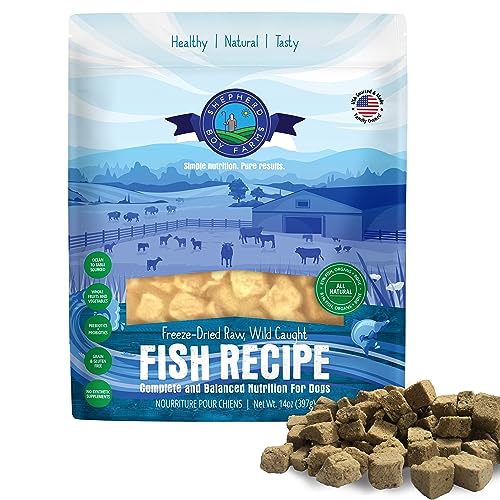 Shepherd Boy Farms Freeze Dried Dog Food (Fish Medley Recipe) Raw Food for Dogs, All Natural Raw Dog Food, 14oz Bag Freeze-Dried Dog Food, Made in USA, High in Protein, Essential Nutrition of Raw Food