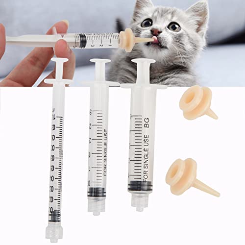 Small Pet Feeder Syringe, 3Pcs Newborn Animal Feeder Syringe Small Pet Feeding Nursing Syringe Dispenser with Original Nipple