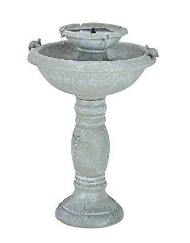 Smart Solar 34222RM1 Gray Weathered Stone Country Gardens 2-Tier Solar-On-Demand Fountain, Designed for Low Maintenance and Requires No Wiring or Operating Costs,Medium