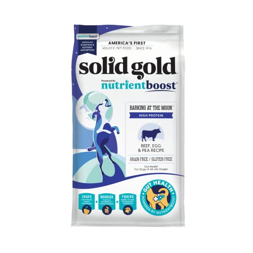 Solid Gold Dry Dog Food w/Nutrientboost for Adult & Senior Dogs - Made with Real Beef, Egg, and Pea - Barking at The Moon High Protein Dog Food for Energy, Digestive and Immune Support - 3.75 LB Bag