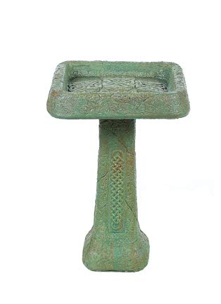 Solid Rock Stoneworks Celtic Birdbath- Verde- 27" Tall x 18" Dia