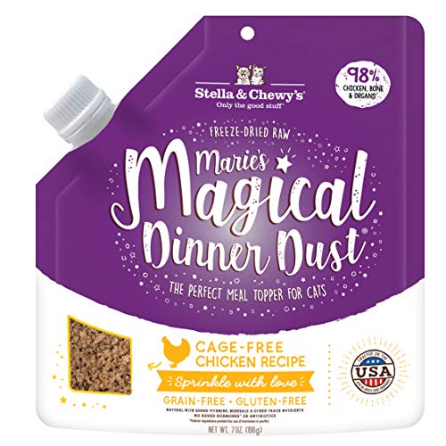 Stella & Chewy’s Freeze-Dried Raw Marie’s Magical Dinner Dust – Grain Free, Protein Rich Cat & Kitten Food Topper – Cage-Free Chicken Recipe – 7 oz Bag