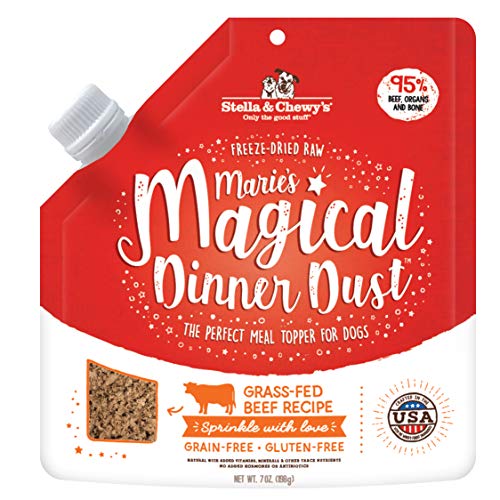 Stella & Chewy’s Freeze-Dried Raw Marie's Magical Dinner Dust – Protein Rich, Grain Free Dog & Puppy Food Topper – Grass-Fed Beef Recipe – 7 oz Bag