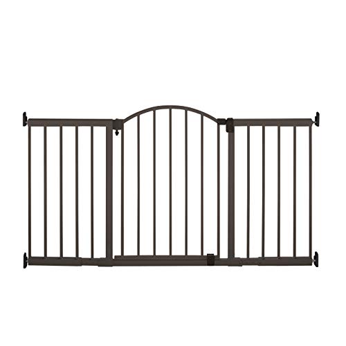 Summer Metal Expansion Extra Wide Safety Pet and Baby Gate, 44"-71" Wide, 36” Tall, Hardware Mounted for Dog and Child Safety, Fits Large Opening or Doorway, Auto Close Walk Thru Door - Bronze