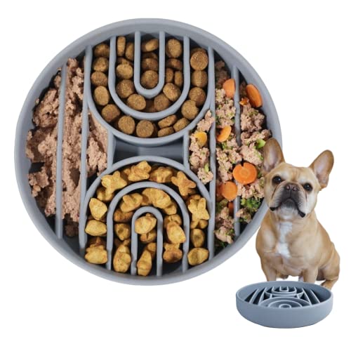 SUNDAY HOUND Slow Feeder Dog Bowl for Small Medium Sized Dog | Silicone Dog Puzzle Bowl & Lick Mat | Non-Slip Slow Feeder for Fast Eaters | Short Snout Slow Feeder Bowl