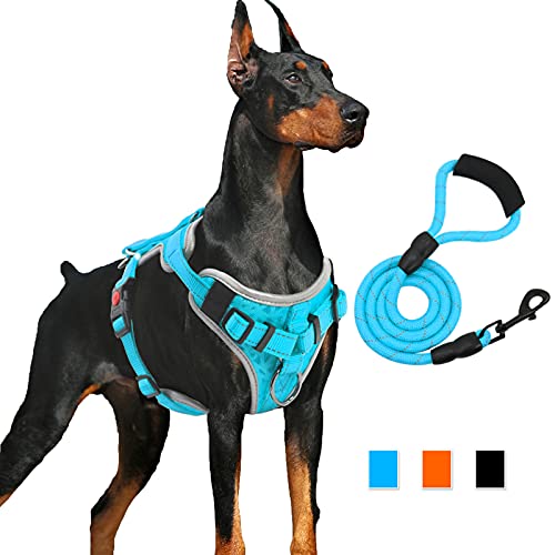 Supet Dog Harness No Pull, Dog Vest Harness with Dog Leash, No Choke Dog Harness Adjustable Reflective Heavy Duty Pet Harness with Easy Control Handle for Small Medium Large Dog