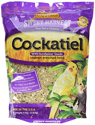 Sweet Harvest Cockatiel Bird Food (with Sunflower Seeds), 4 lbs Bag - Seed Mix for Cockatiels