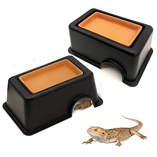 Tfwadmx Reptile Hide Box, Gecko Hideout and Cave with Water Supply for Lizards Snakes Leopard Gecko Spiders Frog