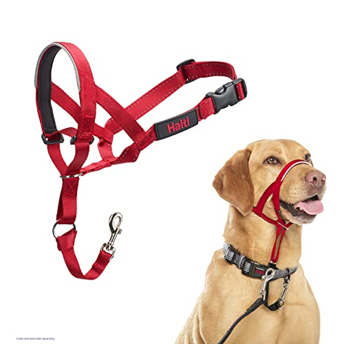 The Company of Animals - HALTI Headcollar - Adjustable and Padded - No Pull Training Tool for Dogs on Walks - Includes Free Training Guide - Size 3 - Red