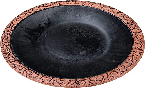 Tierra Birds and Beyond 4-1761T Semi-Gloss Bird Bath Bowl with Red Matte Rim, Black