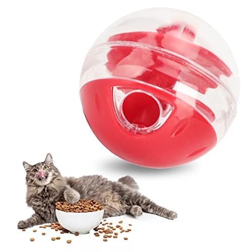 TITA-DONG Cat Treat Dispensing Ball Toy, Interactive Pet Slow Feeder Puzzle Ball, Adjustable Leakage Mouth Pet Slow Feeder Ball Interactive Bite Resistant Cat Toy Ball for Cat Kitten Training