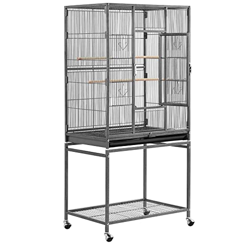 Topeakmart 53.7-inch Bird Cage with Stand Wrought Iron Construction Bird Cage for Parrots Cockatiels Conures Parakeets Budgies Finches Birdcage