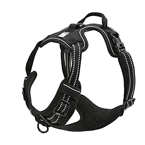 TRUE LOVE Adjustable No-Pull Dog Harness Reflective Pup Vest Harnesses Comfortable Control Brilliant Colors Truelove TLH5651(Black,S)