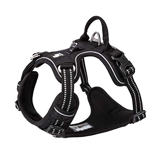 TRUE LOVE Dog Harness No Pull Nylon Reflective Pet Harness Adjustable Comfortable Control Step-in Brilliant Colors Truelove TLH56512 Medium Black