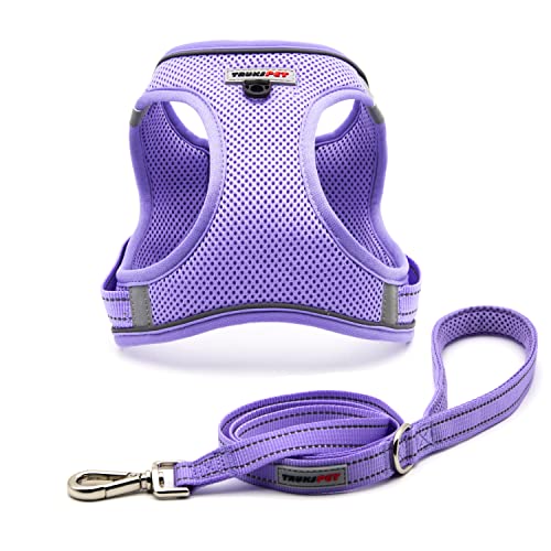 TRUKSPET Dog Harness and Leash Set, Step in no Pull Dog Harness Adjustable Reflective Padded Mesh Fabric Dog Vest for Extra-Small/Small Medium Dogs and Cats-XS-Purple