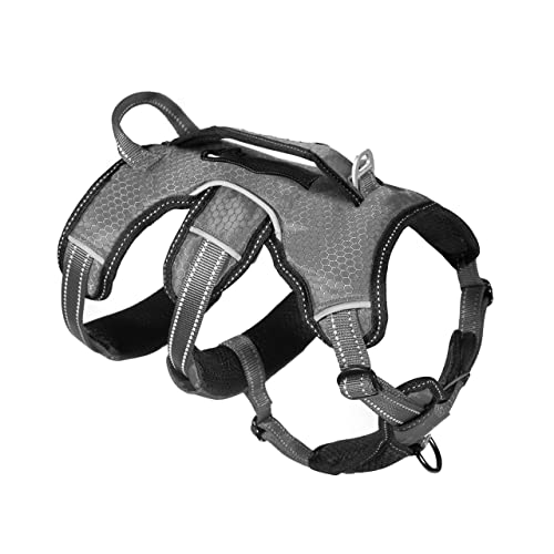 Tuff Pupper Updated for 2022 - Tracker No Escape Dog Harness | Dual Escape Proof Leash Attachments | 5 Point Adjustable Fit Harness for Dogs | Padded Dog Harness for Comfort | Handle Dog Lift Harness