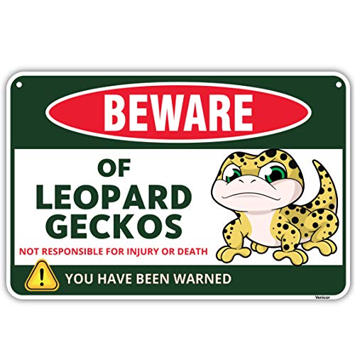 Venicor Leopard Gecko Sign Decor - 8 x 12 Inches - Aluminum - Leopard Gecko Tank Accessories Supplies Toy Gift