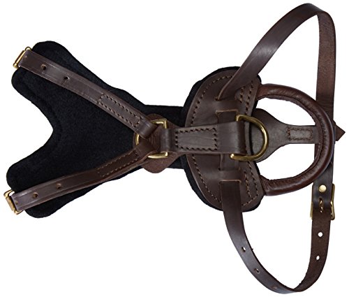Viper Typhoon Multi-Function Leather Dog Pet Harness Black or Brown for Large Dogs Tracking Protection Police, 26"-32", Brown