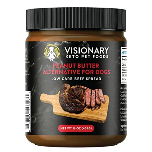 Visionary Pet Foods Natural Meat Spread for Dogs | Beef and Tallow | Healthier Alternative to Peanut Butter | Easy to use as Chew Toy Filler, Meal Mixer, Pill Paste and Lick Mats 12 Fl. Oz Jar