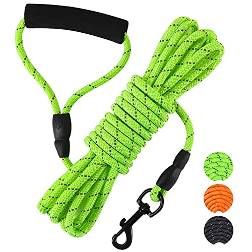 Vivifying Long Dog Leash, 20ft Floating Dog Training Leash for Swimming and Lake, Reflective Long Rope Lead with Soft Handle for Outside, Yard, Camping, Hiking and Beach (Green)