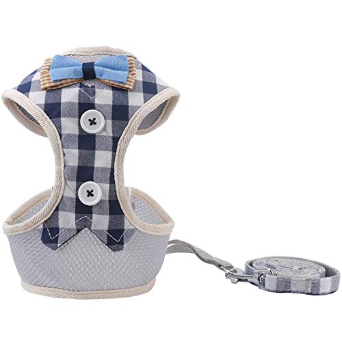 voopet Puppy Harness Easy to Put On & Take Off Step in Dog Harness, Puppy Soft Padded Mesh Front Vest with Leash, Adjustable Pets No-Pull Walking Harness with Cute Bows for Small Dogs and Cats