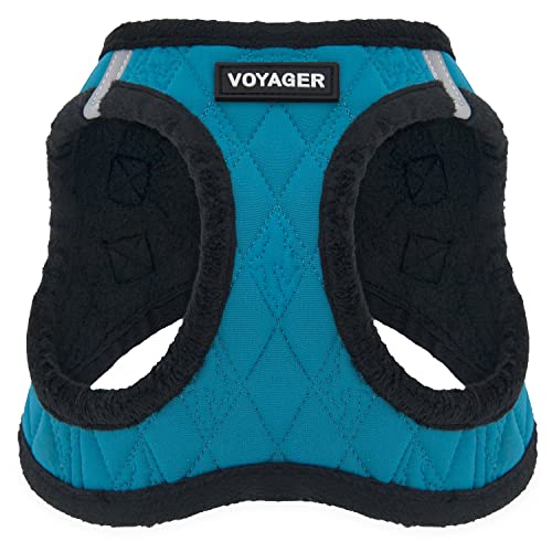 Voyager Step-In Plush Dog Harness – Soft Plush, Step In Vest Harness for Small and Medium Dogs by Best Pet Supplies - Turquoise Plush, S (Chest: 14.5 - 16")