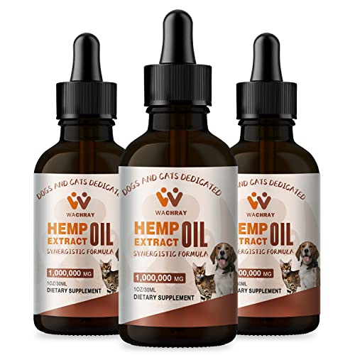 WACHRAY - (3 Pack Hemp Oil for Dogs and Cats - Pets Hemp Calming Drops for Anxiety Sleep Pain Inflammation Arthritis Allergies - Supports Skin Itchy, Joint & Hip Health - Herbal Supplements - Non-GMO